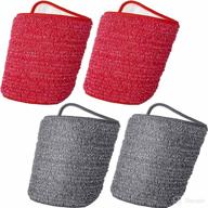 🧹 venetio premium spray mop refills - 16.3 inch washable microfiber cleaning pads, dual-use replacement mop heads compatible with rubbermaid reveal, asogo floor mop - red/grey, pack of 4 logo