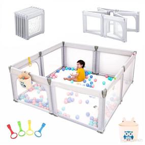 img 4 attached to Preneo Foldable Baby Playpen with Pull Rings and Storage Box: Versatile Play Pen for Babies and Toddlers, Easy Installation and Material Safety