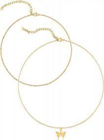 img 3 attached to Women'S 18K Gold Plated Dainty Layered Choker Necklace By KISPER