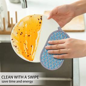 img 1 attached to Toplive Microfiber Scrub Sponge - Durable Scouring Pad for Kitchen Cleaning of Dishes, Pots, and Pans [4 Pack]