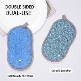 img 3 attached to Toplive Microfiber Scrub Sponge - Durable Scouring Pad for Kitchen Cleaning of Dishes, Pots, and Pans [4 Pack]