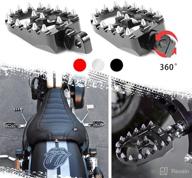 🏍️ husuku motorcycle driver footrests pedals for harley dyna sportster fatboy iron 883, 360° roating wide cnc aluminum mx chopper bobber style (black) логотип