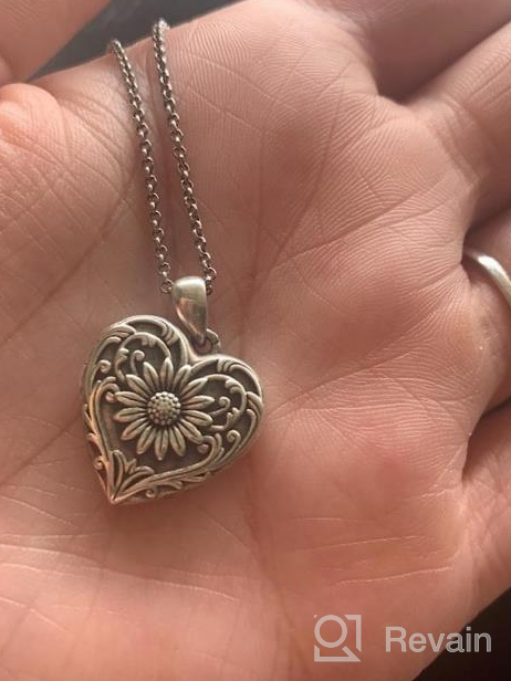 img 1 attached to Keep Your Loved Ones Close With SOULMEET Heart-Shaped Sunflower Locket Necklace - Customizable Sterling Silver/Gold Jewelry With Picture Holder review by Salvador Taisacan
