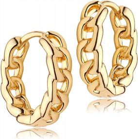 img 4 attached to Fettero Women'S Gold Huggie Hoop Earrings - Dainty & Hypoallergenic With Beaded, Circle, Spike, Snake, Heart, Lightning & CZ Designs