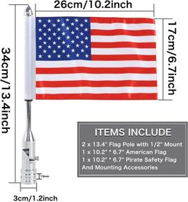 img 1 attached to 🏍️ Motorcycle Flag Pole Set with American Flag and Pirate Safety Flag - 6.7'' x 10.2'', Foldable 90° Bracket, Compatible with 1/2'' Tubular Luggage Rack on Harley Touring, Honda Goldwing, Spring, and More