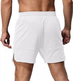 img 1 attached to Mens Summer Beach Shorts Casual Elastic Waist Athletic Gym Jogger With Pockets