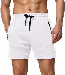 img 3 attached to Mens Summer Beach Shorts Casual Elastic Waist Athletic Gym Jogger With Pockets