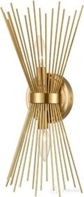 img 1 attached to 🌞 Mid-Century Modern Brass 2-Light Vanity Wall Sconce Lamp with Starburst Design - Sunburst Sconce for Artistic Decor