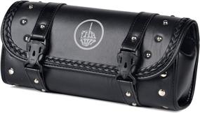 img 3 attached to 🏍️ Goldfire Motorcycle Handlebar Bag: Universal PU Leather Side Bag for Front Forks, Sissybar Storage with 2 Straps – Black (B)