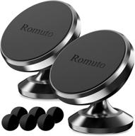 2 pack magnetic car mount for cell phones - strong magnet - includes 4 metal plates - 360° rotation - universal dashboard holder for iphone samsung and more logo