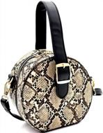 classy retro tan vegan leather shoulder bag purse - minimalistic top-handle round design logo
