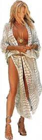 img 4 attached to Plus Size Women'S Summer Sheer Kimono Cardigan Swimsuit Beach Cover Up Robe