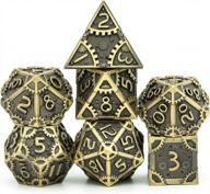🎲 steampunk style metal dice set - 7 die polyhedral dnd dice: dungeons and dragons, rpg, and math teaching - ancient bronze logo
