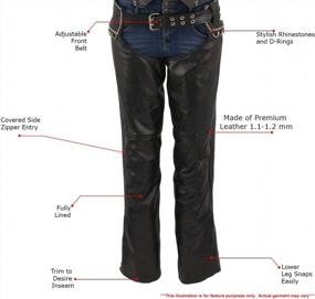 img 3 attached to Women'S 'Bling' Motorcycle Leather Chaps - Xelement XS7591, Medium, Classic Black