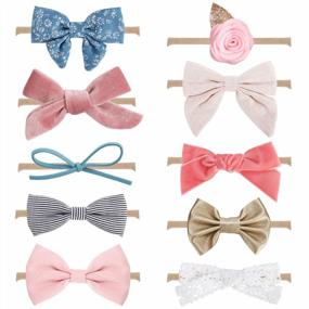 img 4 attached to MiiYoung'S Adorable 10-Pack Headbands And Bows For Your Baby Girl'S Perfect Style - Shop Now!