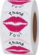 300 pink kissing lips envelope seals stickers - hybsk thank you roll logo