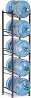 organize your water supply with liantral's heavy duty 5 gallon bottle holder: 5 tiers of practical storage in dark brown design logo