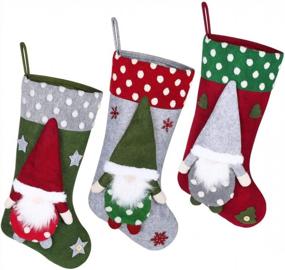 img 4 attached to Добавьте праздничного шарма своему празднику с набором из 3 больших плюшевых рождественских носков Toyvian с очаровательными шведскими гномами!