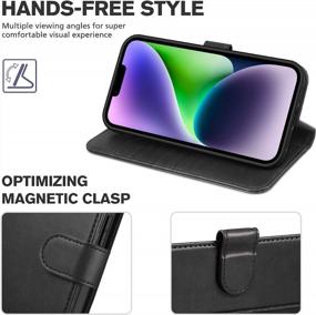 img 1 attached to TUCCH Wallet Case For IPhone 14 6.1-Inch, RFID Blocking With Wrist Strap, Shockproof TPU Shell, PU Leather Magnetic Flip Cover With 4 Card Slots And Stand, Compatible With IPhone 14 2022, Black