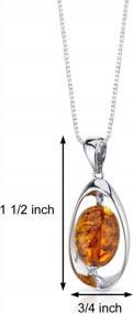 img 3 attached to Sterling Silver Peora Genuine Baltic Amber Pendant Necklace & Earrings - Rich Cognac, Floating Oval Shape