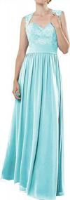 img 4 attached to Women'S Long Lace Prom Dress Evening Gown For Wedding Bridesmaid Chiffon A-Line Formal Gown