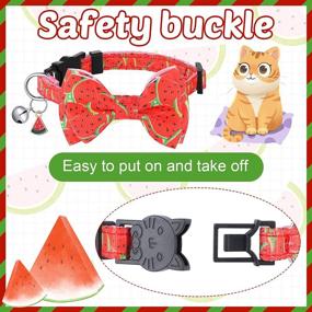 img 1 attached to 🐱 Adorable 6-Piece Cat Collar Set: Removable Bow Tie, Bell, Breakaway & Adjustable Summer Fruit Design Collar for Kittens (Small)