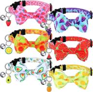 🐱 adorable 6-piece cat collar set: removable bow tie, bell, breakaway & adjustable summer fruit design collar for kittens (small) logo