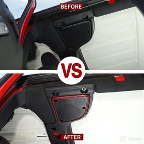 img 3 attached to Voodonala For Jeep JK Roof Top Speaker Audio Trim For 2015-2018 Jeep Wrangler JK JKU Red Carbon Fiber