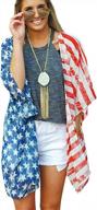 women's flag print swimsuit kimono cardigan beach cover up 4th of july shirt tops fourth of july patriotic clothing size large logo