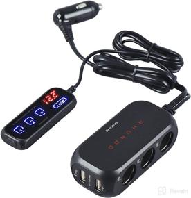 img 4 attached to 🚗 RHUNDO RS-21S 3-позиционный автомобильный разветвитель/адаптер/зарядное устройство для прикуривателя + 2 USB 3.4Amp, с пультом дистанционного сенсорного переключателя - Заголовок продукта, оптимизированный для поисковой системы.