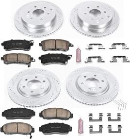 img 1 attached to 🚗 Улучшите тормозные характеристики с набором Power Stop K6322, состоящим из тормозных колодок из карбонового волокна Z23 и перфорированных роторов с пропилами