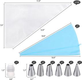 img 2 attached to Набор из 100 одноразовых кондитерских пакетов LoveBB с 6 насадками для обледенения, 1 муфтой и 1 силиконовым кондитерским мешком для украшения и глазури тортов, печенья и кондитерских изделий
