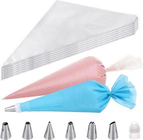 img 4 attached to 100-Pack LoveBB Disposable Piping Bags With 6 Icing Tips, 1 Coupler, And 1 Silicone Piping Bag Set For Cake, Cookie, And Pastry Decorating And Frosting