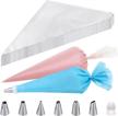 100-pack lovebb disposable piping bags with 6 icing tips, 1 coupler, and 1 silicone piping bag set for cake, cookie, and pastry decorating and frosting logo