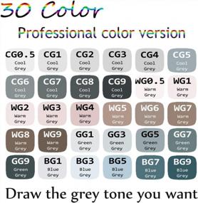 img 3 attached to Professional ADAXI 30-Color Grayscale Art Marker Set - Dual Tip, Alcohol-Based Ink Pens For Anime, Portrait Illustration & Coloring.