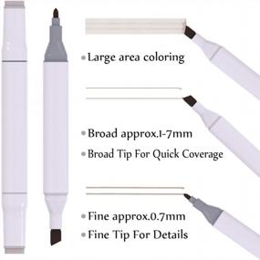 img 2 attached to Professional ADAXI 30-Color Grayscale Art Marker Set - Dual Tip, Alcohol-Based Ink Pens For Anime, Portrait Illustration & Coloring.