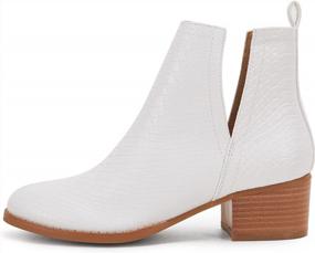 img 3 attached to Stylish And Chic LAICIGO Women'S V Cut Ankle Booties With Low Stacked Heel And Perforated Design