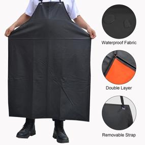 img 2 attached to 🔴 Surblue Waterproof Rubber Vinyl Apron – Heavy Duty, Plus Size, Chemical Resistant Work Apron with Water Resistance Oversleeves