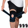 adjustable universal knee brace with patella stabilizer for pain relief, dual compression knee sleeves with hook loop for running, jumping, basketball, tennis - supregear (blue) logo