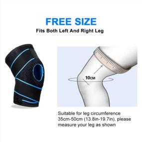 img 3 attached to Adjustable Universal Knee Brace With Patella Stabilizer For Pain Relief, Dual Compression Knee Sleeves With Hook Loop For Running, Jumping, Basketball, Tennis - SupreGear (Blue)