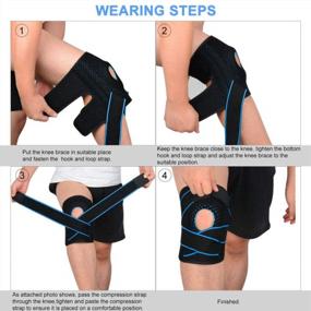 img 1 attached to Adjustable Universal Knee Brace With Patella Stabilizer For Pain Relief, Dual Compression Knee Sleeves With Hook Loop For Running, Jumping, Basketball, Tennis - SupreGear (Blue)
