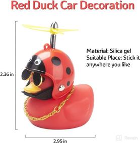 img 1 attached to 🦆 Quirky and Stylish Rubber Duck Car Decor: wonuu Cool Glasses Duck with Propeller Helmet (R-Beatle-Red)