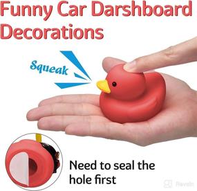 img 2 attached to 🦆 Quirky and Stylish Rubber Duck Car Decor: wonuu Cool Glasses Duck with Propeller Helmet (R-Beatle-Red)