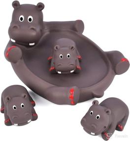 img 4 attached to LIANXIN Baby Bath Toys: Rubber Hippo Bathtub Toys for Toddlers (1-3) - Floating Bath Toy Gift Set for Infant Kids (2-4) - Perfect for Pool & Family Baths (Set of 4)