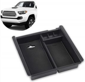 img 4 attached to Richeer Black Center Console Accessory Organizer Compatible With 2016 2017 2018 2019 2020 2021 Tacoma ABS Tray Armrest Box Secondary Storage