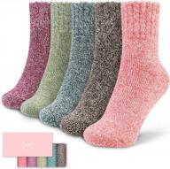 женские зимние шерстяные вязаные носки iceivy - мягкие, толстые, теплые и пушистые носки с круглым вырезом (5 шт. в упаковке) логотип