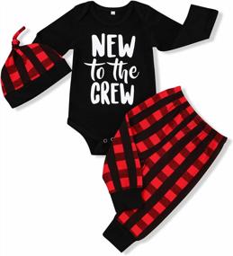 img 4 attached to 3PC Outfits Set: Newborn Baby Boy Clothes With Letter Print Romper, Pants, And Hat By TUEMOS