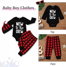 img 2 attached to 3PC Outfits Set: Newborn Baby Boy Clothes With Letter Print Romper, Pants, And Hat By TUEMOS