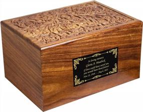 img 4 attached to Large Adult Size Personalized Wooden Engraved Cremation Urn For Human Ashes - Wood Funeral Urn