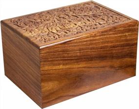 img 2 attached to Large Adult Size Personalized Wooden Engraved Cremation Urn For Human Ashes - Wood Funeral Urn